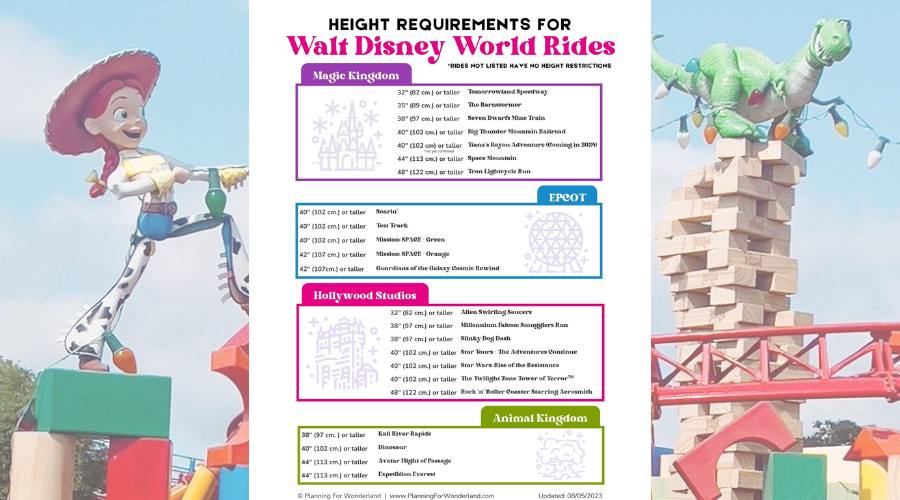 Height Requirements for Disney World Rides – Free Printable Chart